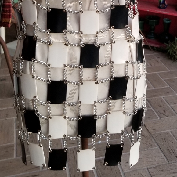 vtg 60s PACO RABONNE chain & plastic MINI DRESS - Picture 8 of 13